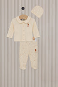 U.S. Polo Assn. Set trei piese cu caciula, pantaloni si bluza, Alb