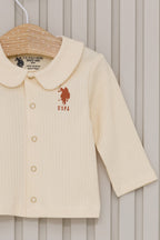 U.S. Polo Assn. Set trei piese cu caciula, pantaloni si bluza, Alb