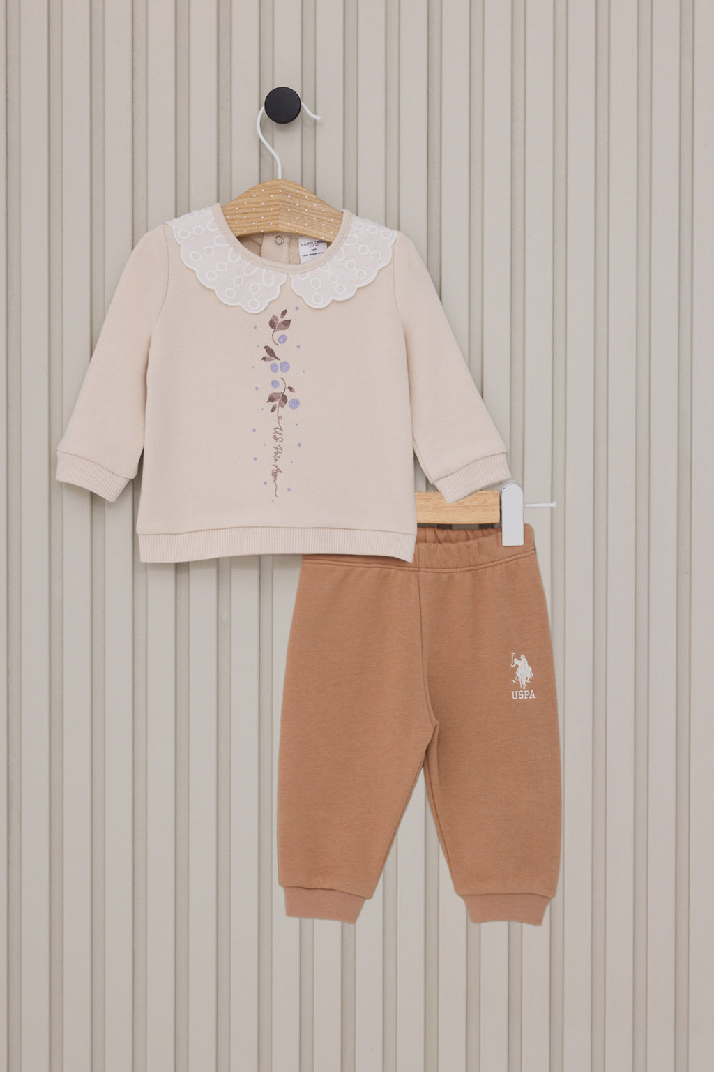 U.S. Polo Assn. Set doua piese cu logo discret, Bej