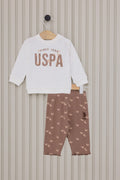 U.S. Polo Assn. Set doua piese cu logo discret, Alb