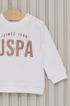 U.S. Polo Assn. Set doua piese cu logo discret, Alb
