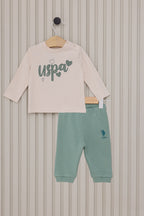 U.S. Polo Assn. Set doua piese cu logo discret, Bej