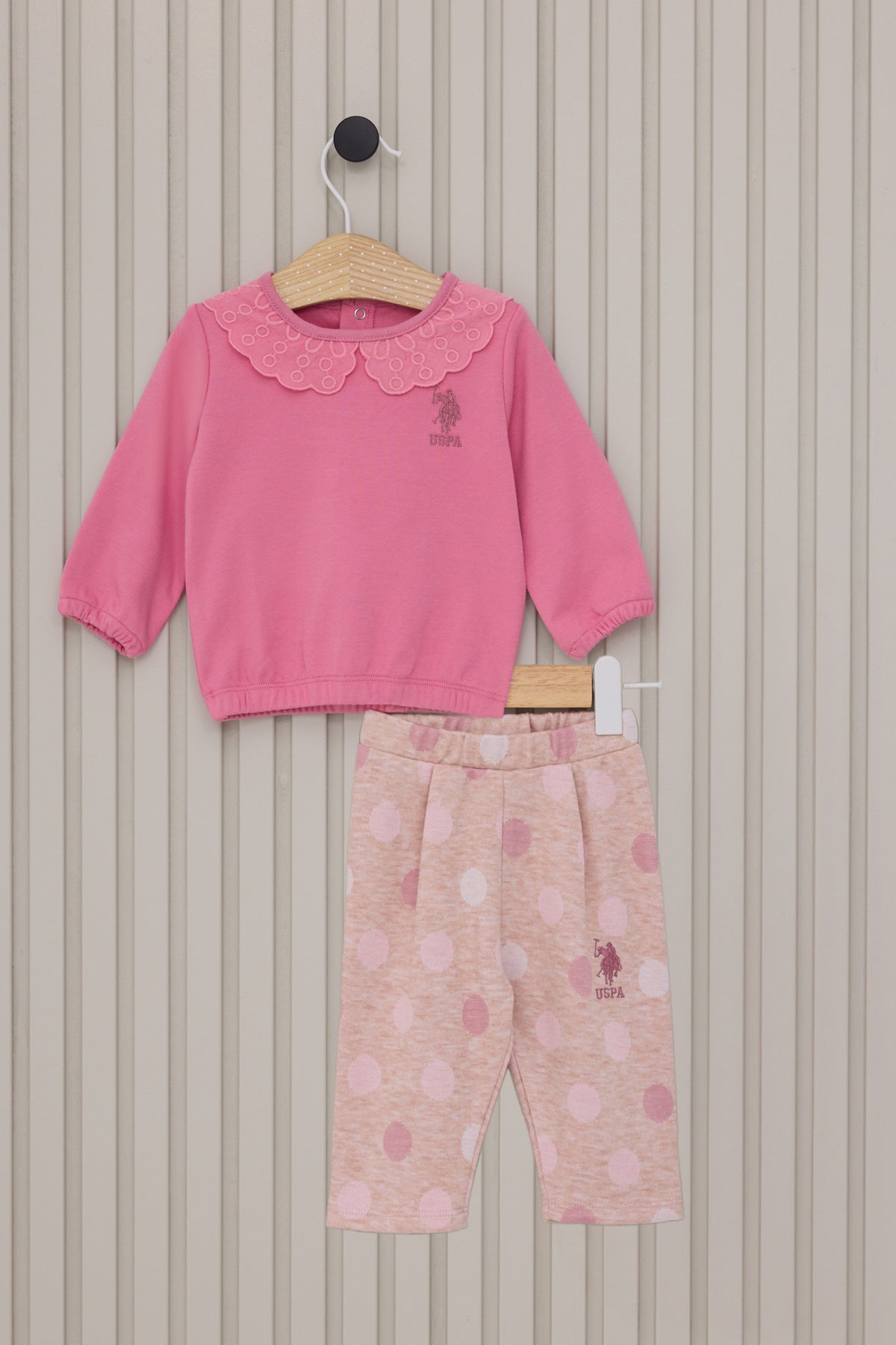 U.S. Polo Assn. Set doua piese cu logo discret, Roz