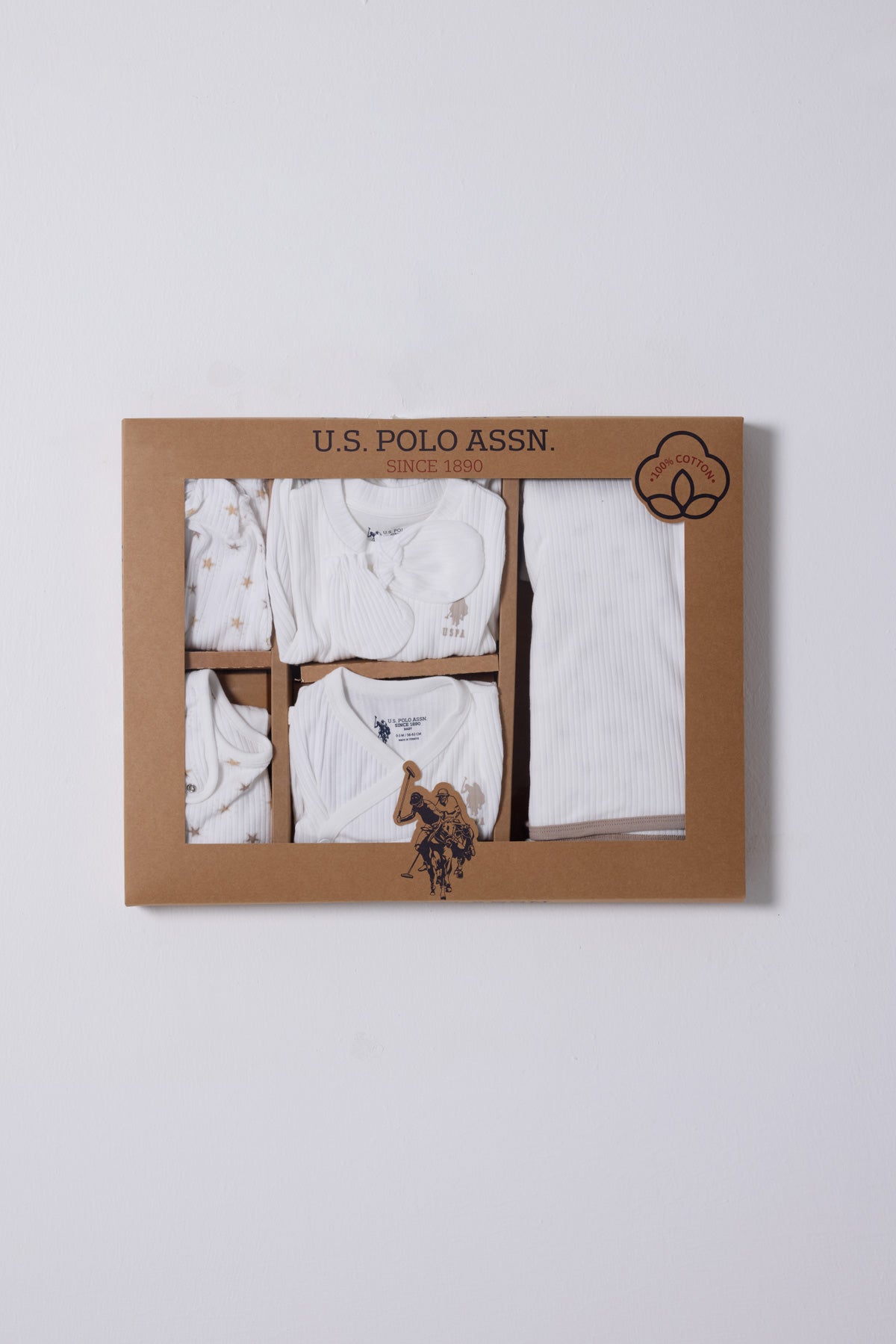 U.S. Polo Assn. Set zece piese pentru nou-nascuti, Alb