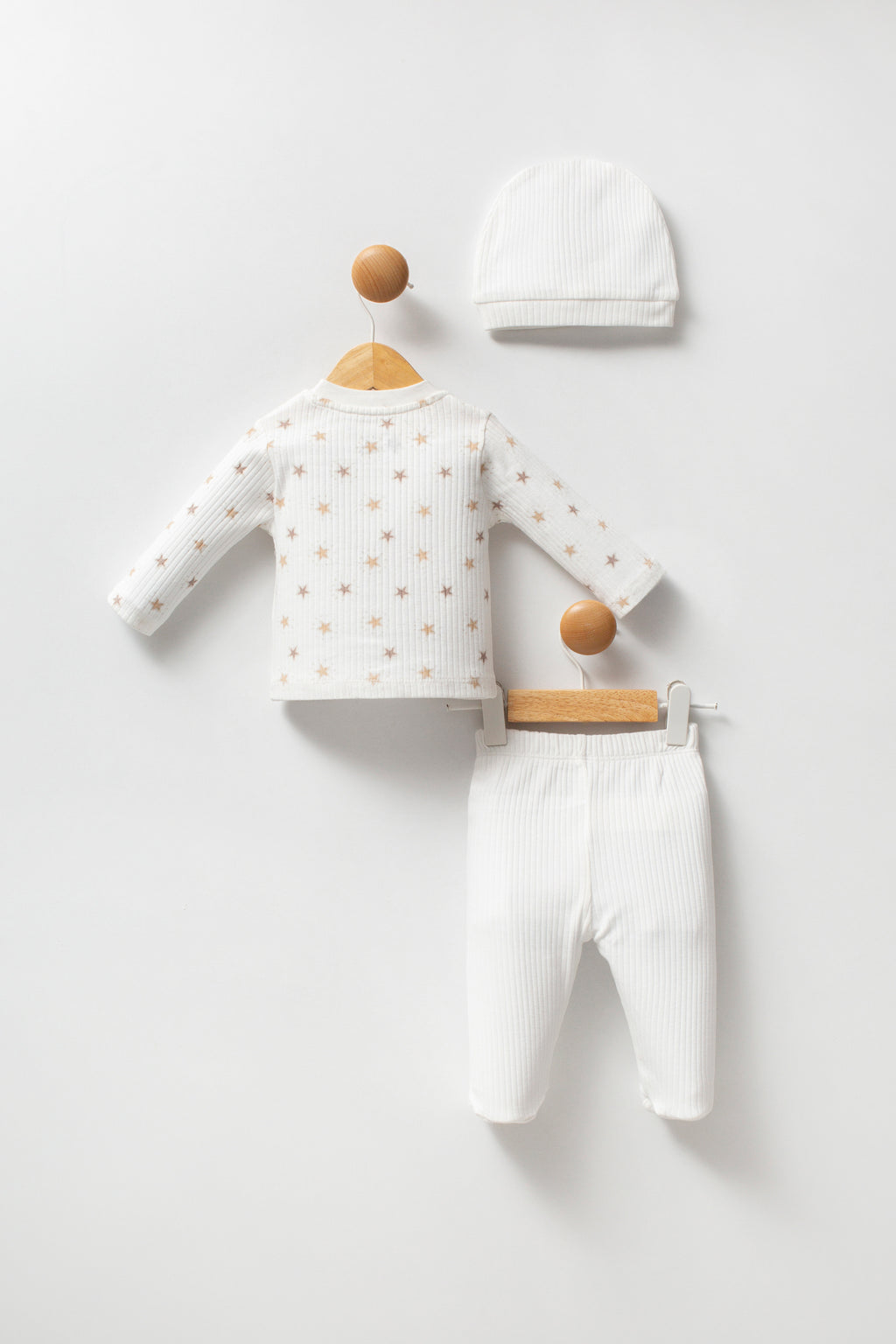 U.S. Polo Assn. Set trei piese cu caciula, bluza si pantaloni, Alb