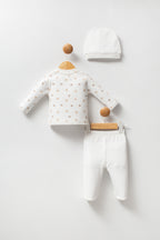 U.S. Polo Assn. Set trei piese cu caciula, bluza si pantaloni, Alb