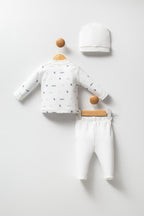 U.S. Polo Assn. Set trei piese cu caciula, pantaloni si bluza, Alb