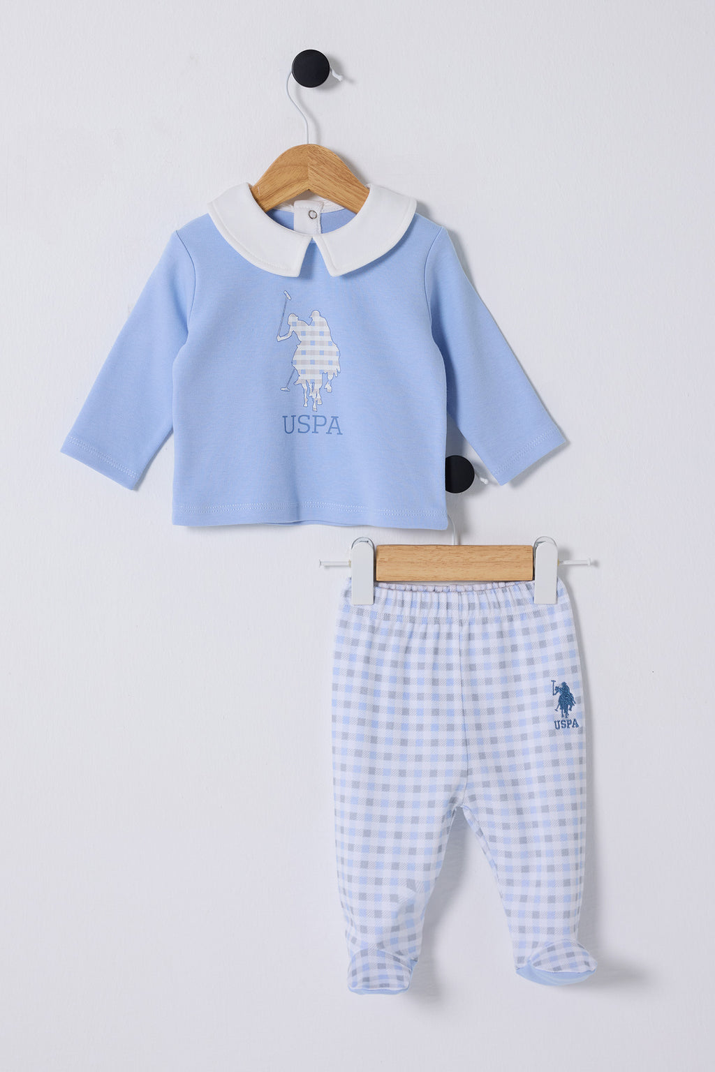 U.S. Polo Assn. Set doua piese cu logo discret, Albastru
