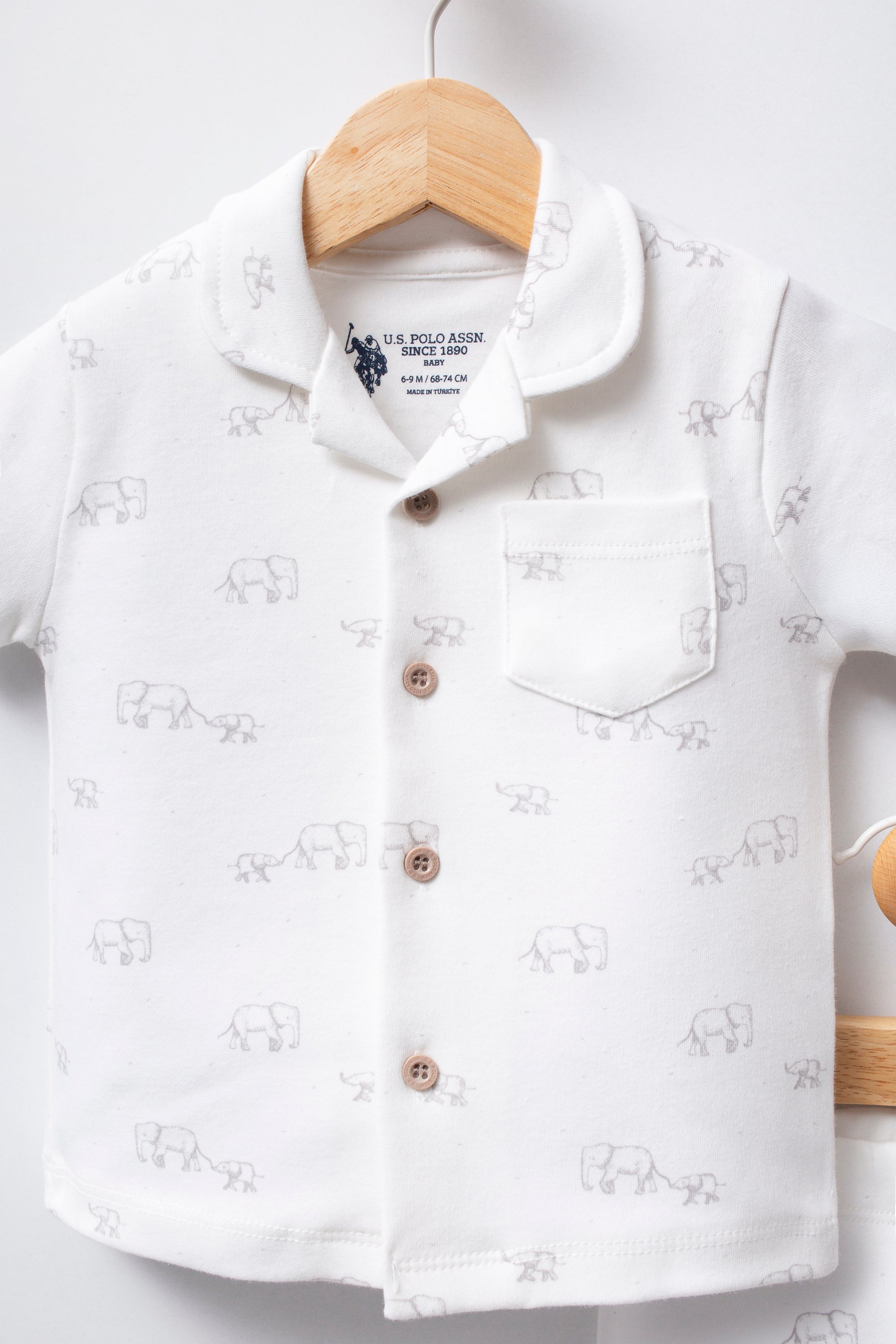 U.S. Polo Assn. Set doua piese cu logo discret, Alb