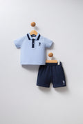 U.S. Polo Assn. Set doua piese cu logo discret, Albastru