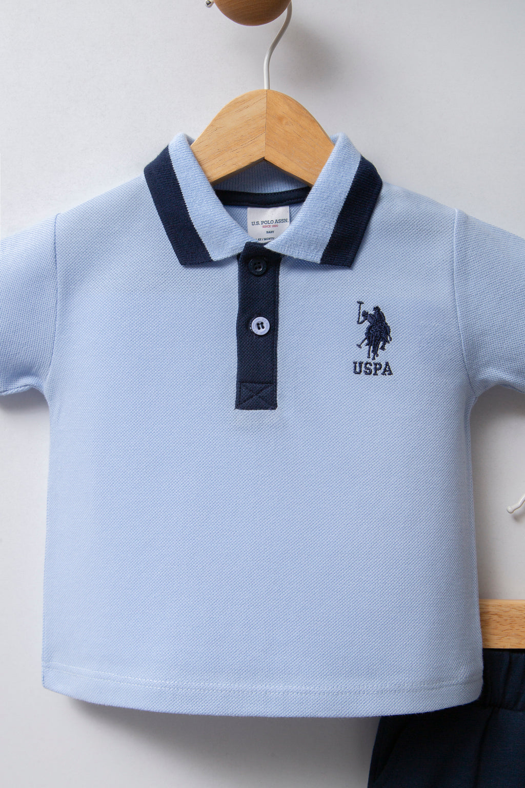 U.S. Polo Assn. Set doua piese cu logo discret, Albastru