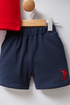 U.S. Polo Assn. Set doua piese cu logo discret, Rosu