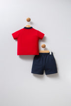 U.S. Polo Assn. Set doua piese cu logo discret, Rosu