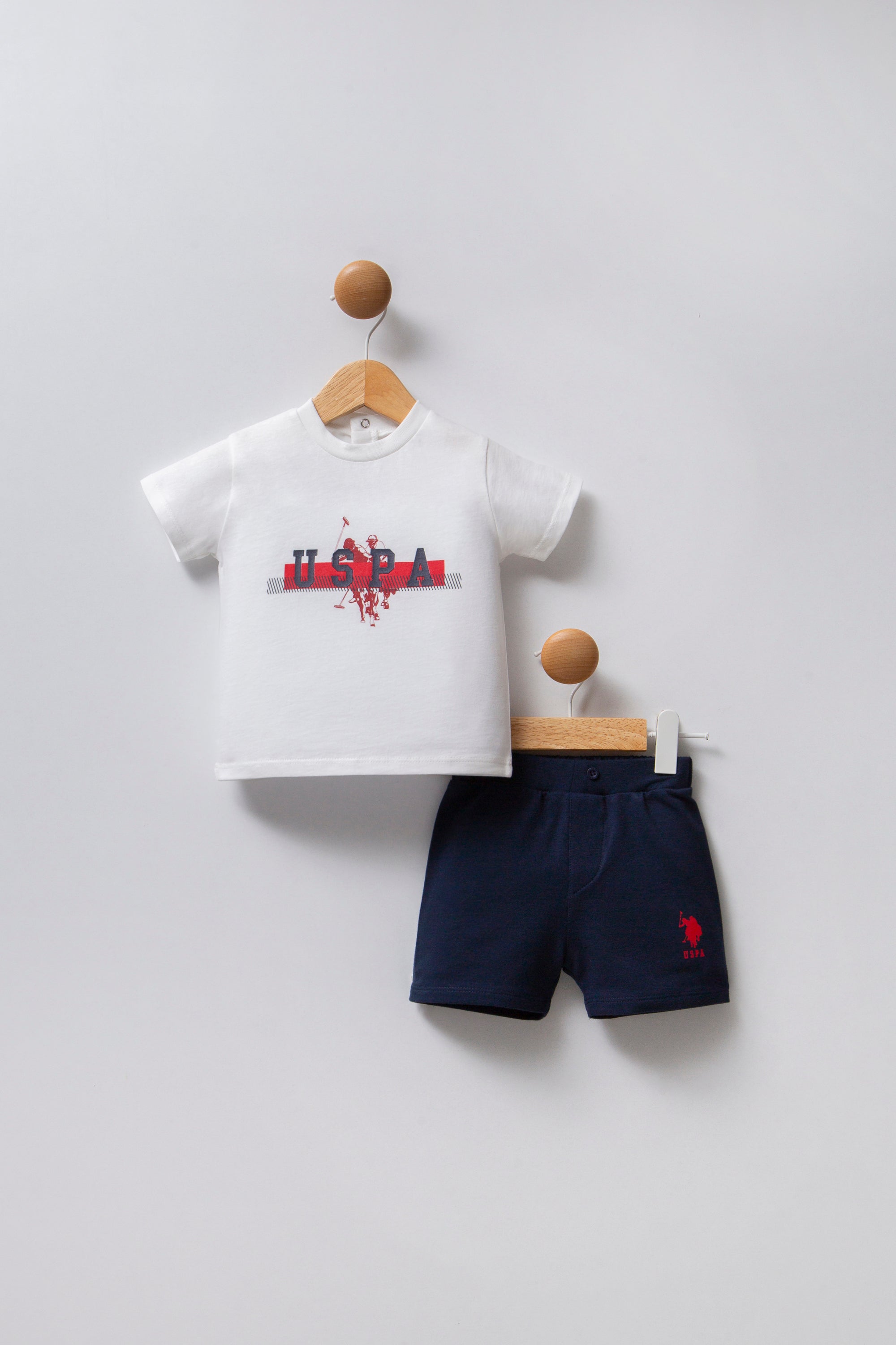 U.S. Polo Assn. Set doua piese cu logo discret, Rosu