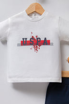 U.S. Polo Assn. Set doua piese cu logo discret, Rosu