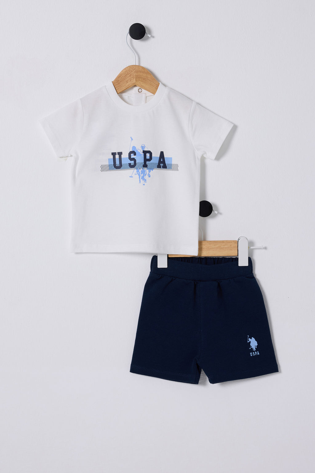 U.S. Polo Assn. Set doua piese cu logo discret, Albastru