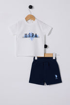 U.S. Polo Assn. Set doua piese cu logo discret, Albastru