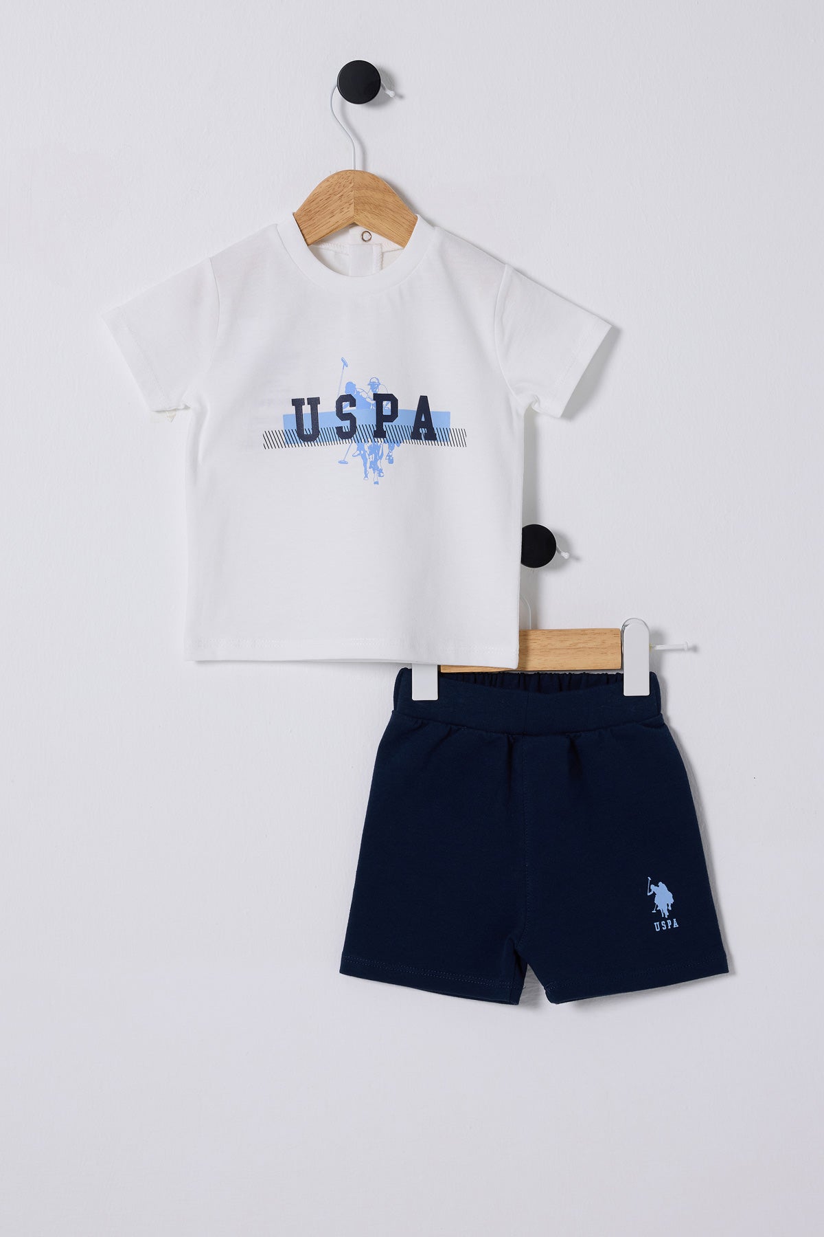 U.S. Polo Assn. Set doua piese cu logo discret, Albastru