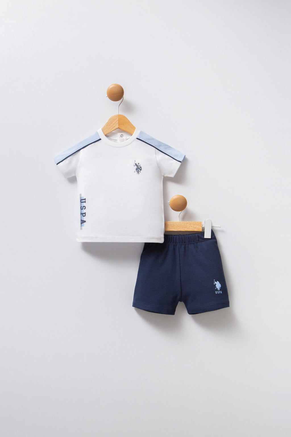 U.S. Polo Assn. Set doua piese cu logo discret, Albastru