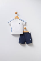 U.S. Polo Assn. Set doua piese cu logo discret, Albastru