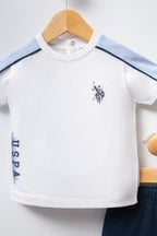 U.S. Polo Assn. Set doua piese cu logo discret, Albastru