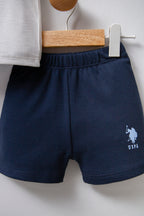 U.S. Polo Assn. Set doua piese cu logo discret, Albastru