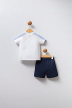 U.S. Polo Assn. Set doua piese cu logo discret, Albastru