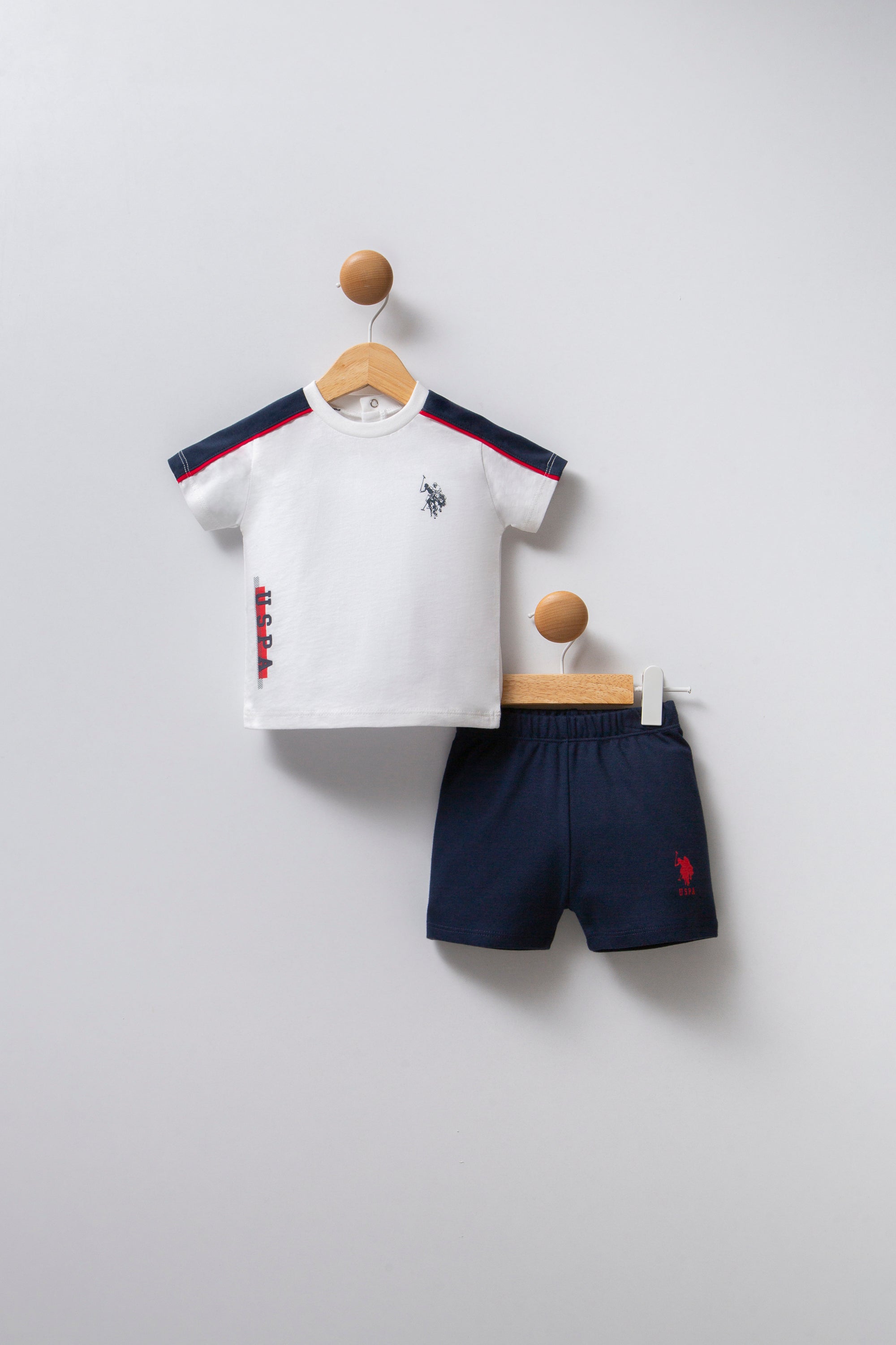 U.S. Polo Assn. Set doua piese cu logo discret, Rosu