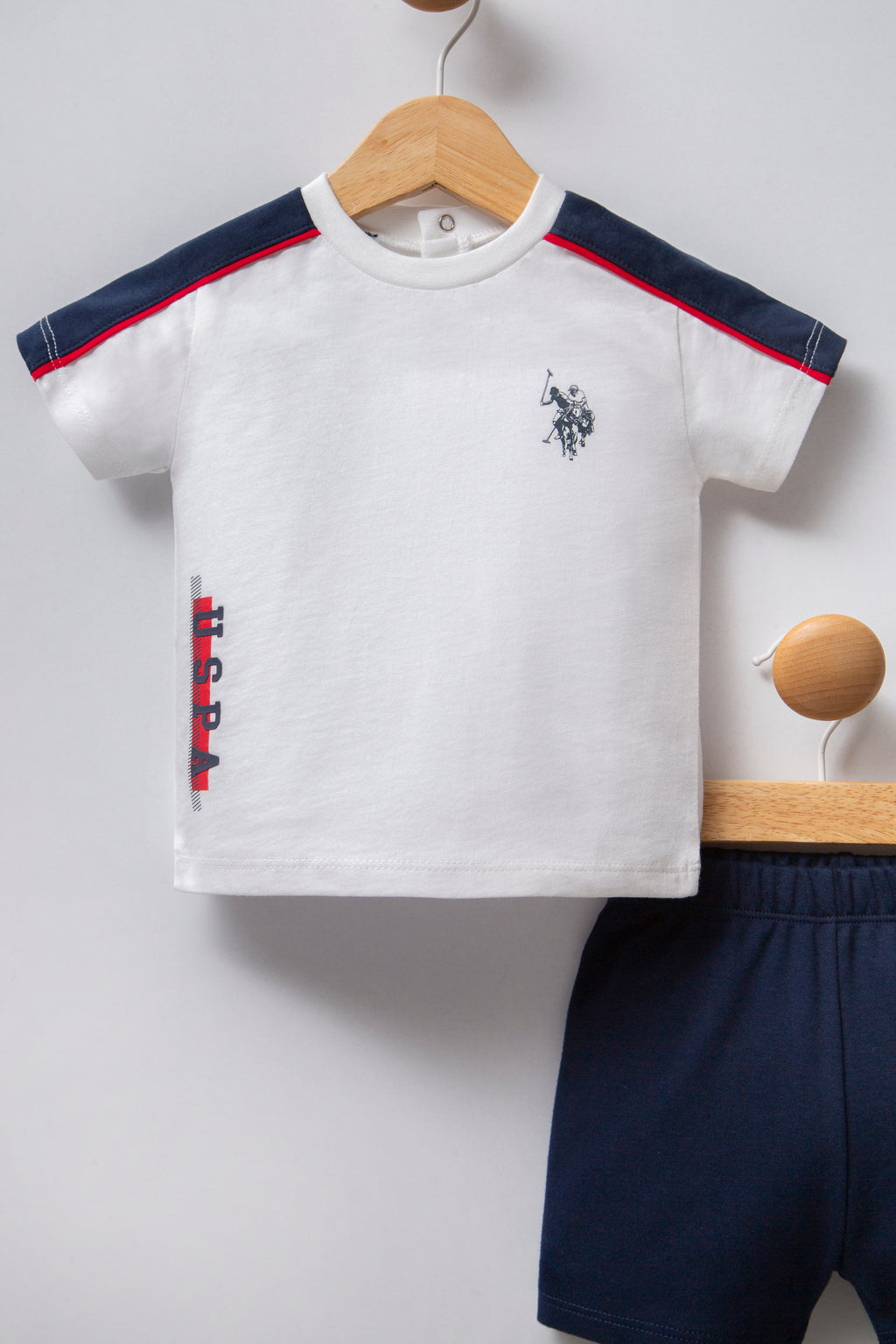 U.S. Polo Assn. Set doua piese cu logo discret, Rosu