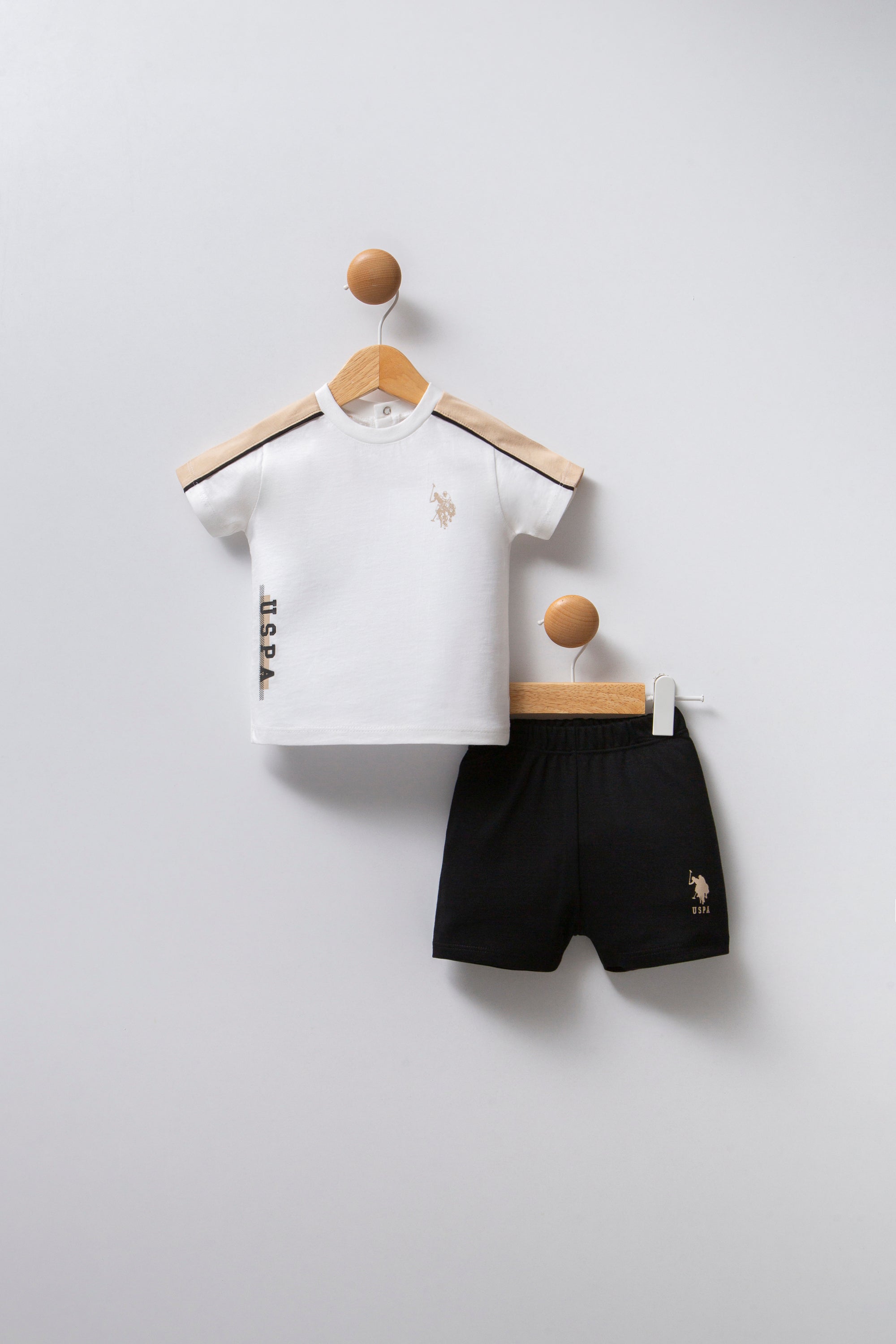 U.S. Polo Assn. Set doua piese cu logo discret, Bej
