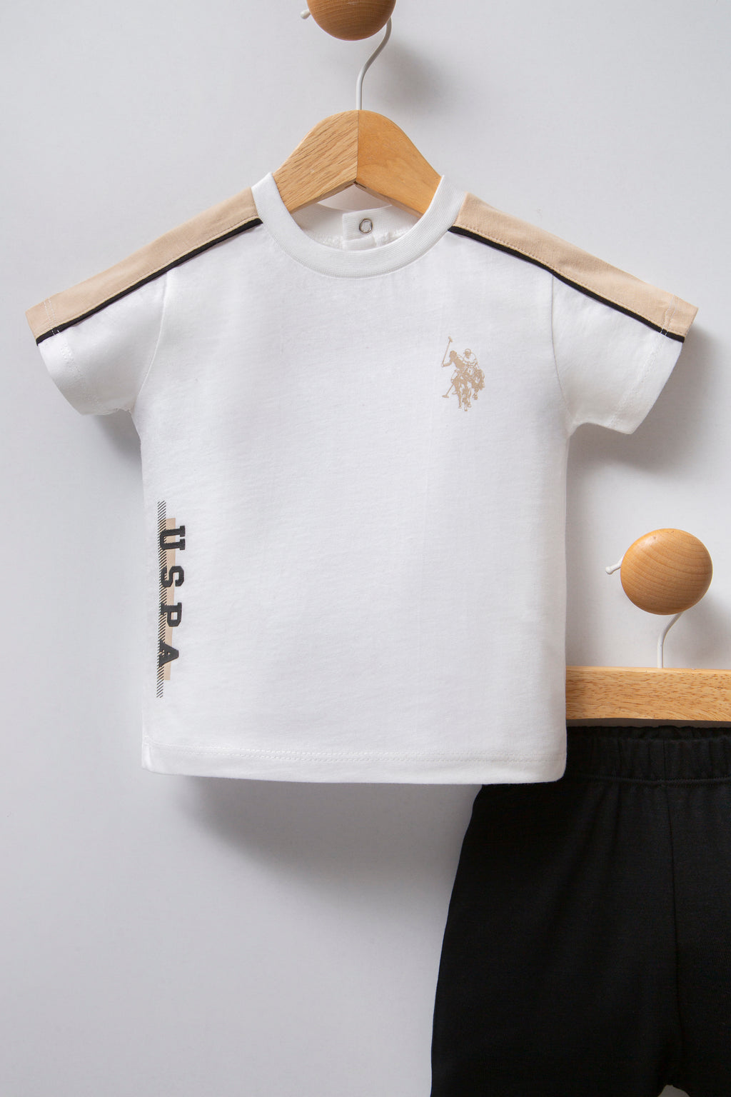 U.S. Polo Assn. Set doua piese cu logo discret, Bej