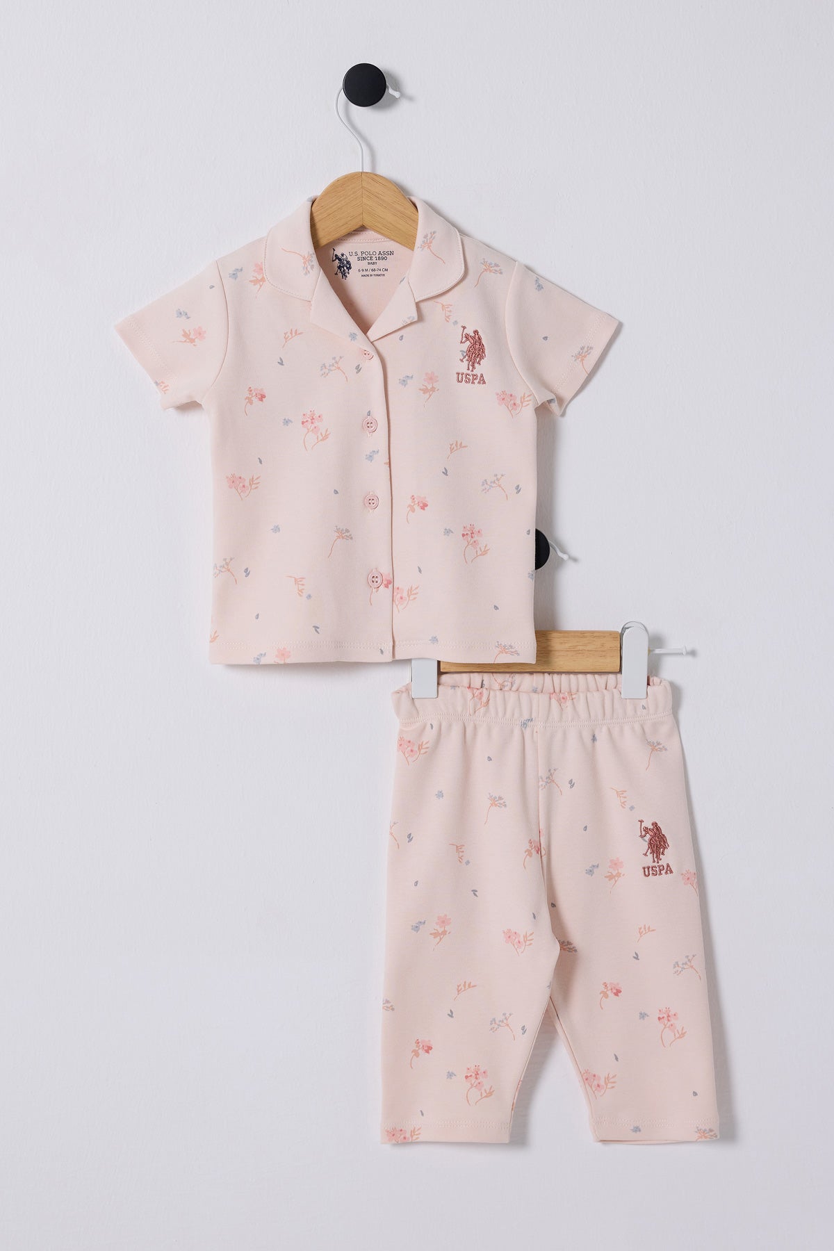 U.S. Polo Assn. Set doua piese cu logo discret, Roz