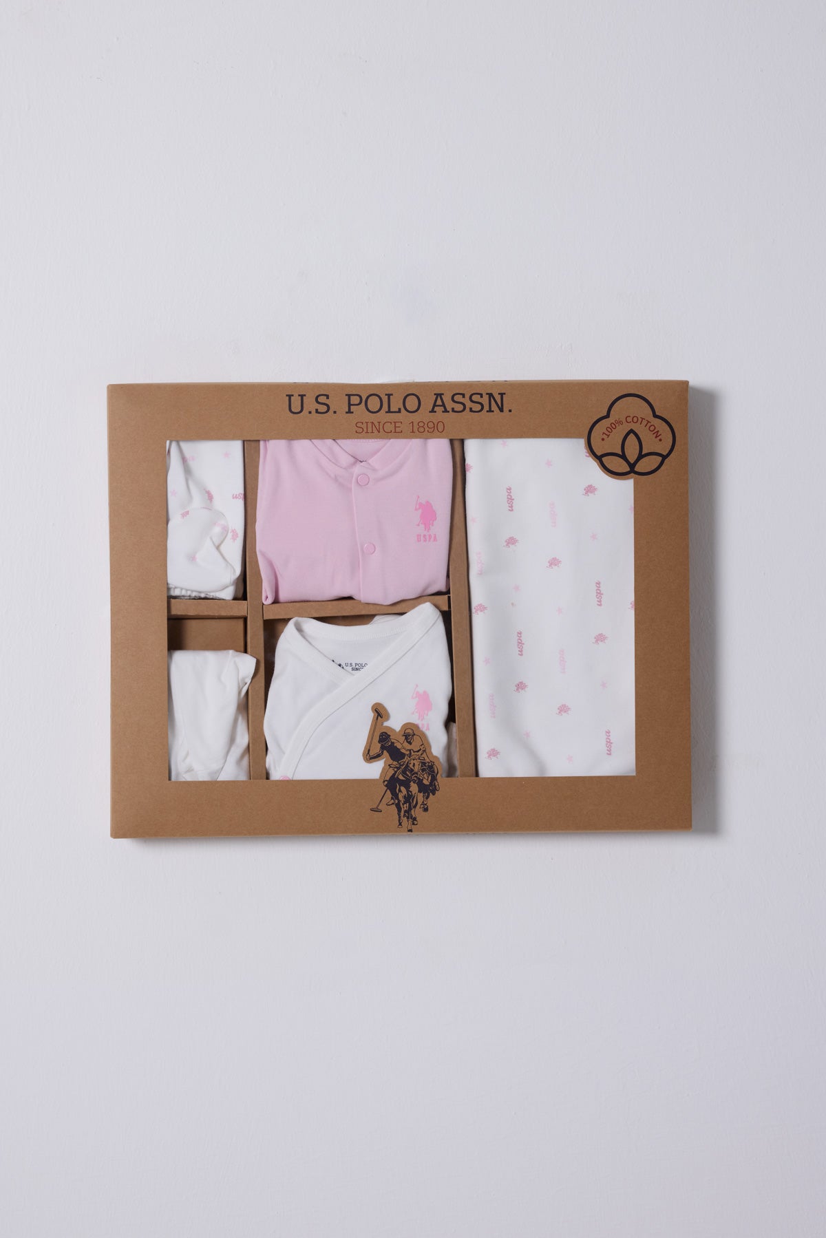 U.S. Polo Assn. Set zece piese pentru nou-nascuti, Alb