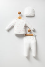 U.S. Polo Assn. Set trei piese cu caciula, pantaloni si bluza, Alb