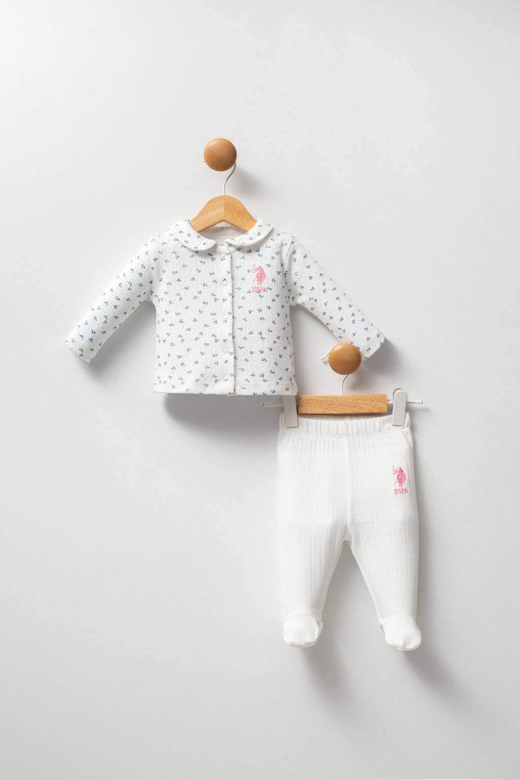 U.S. Polo Assn. Set doua piese cu logo discret, Albastru