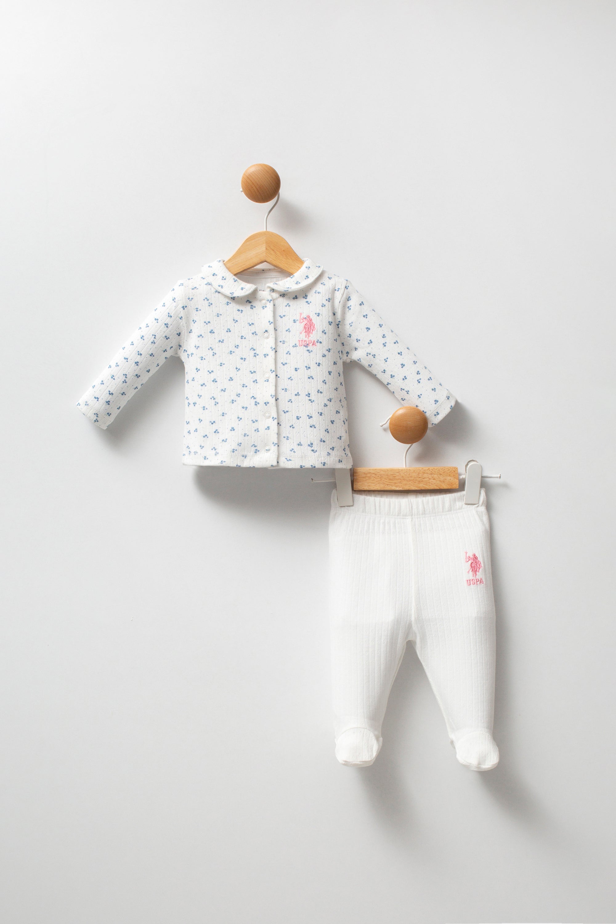 U.S. Polo Assn. Set doua piese cu logo discret, Albastru