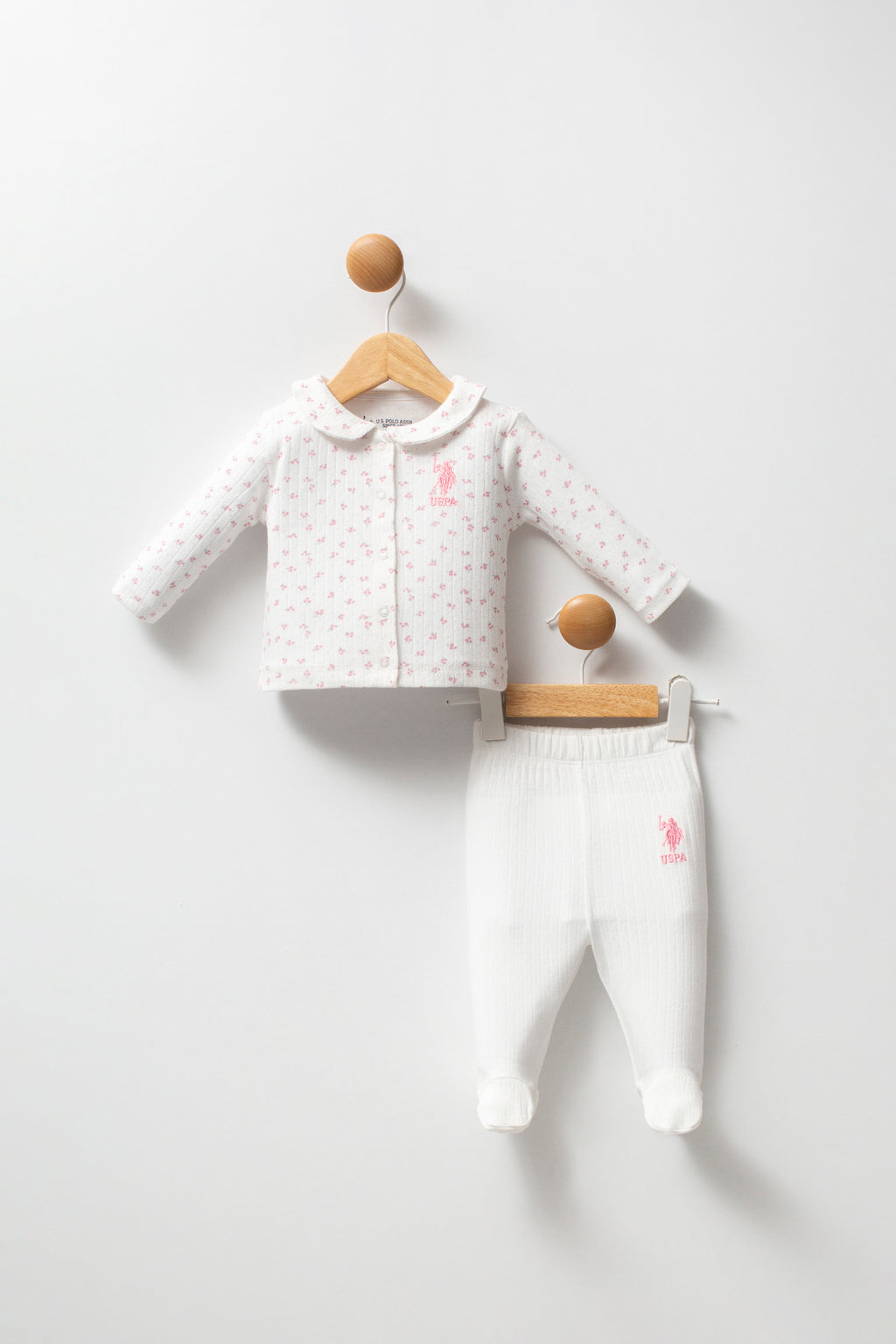 U.S. Polo Assn. Set doua piese cu logo discret, Roz