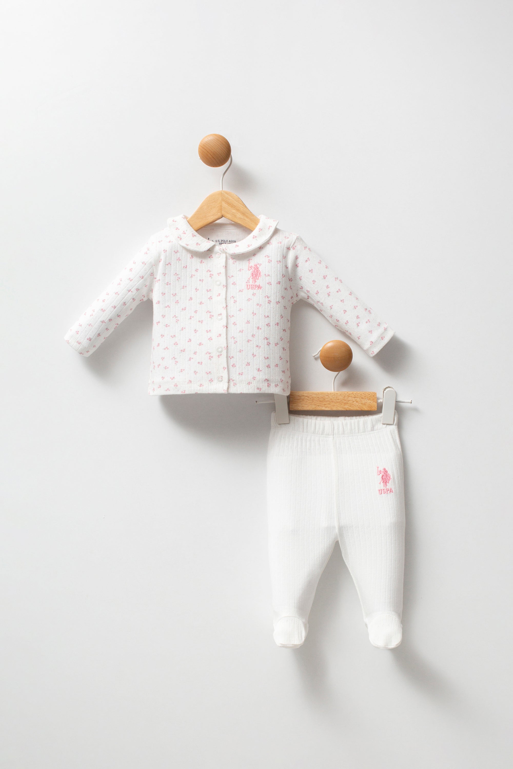 U.S. Polo Assn. Set doua piese cu logo discret, Roz
