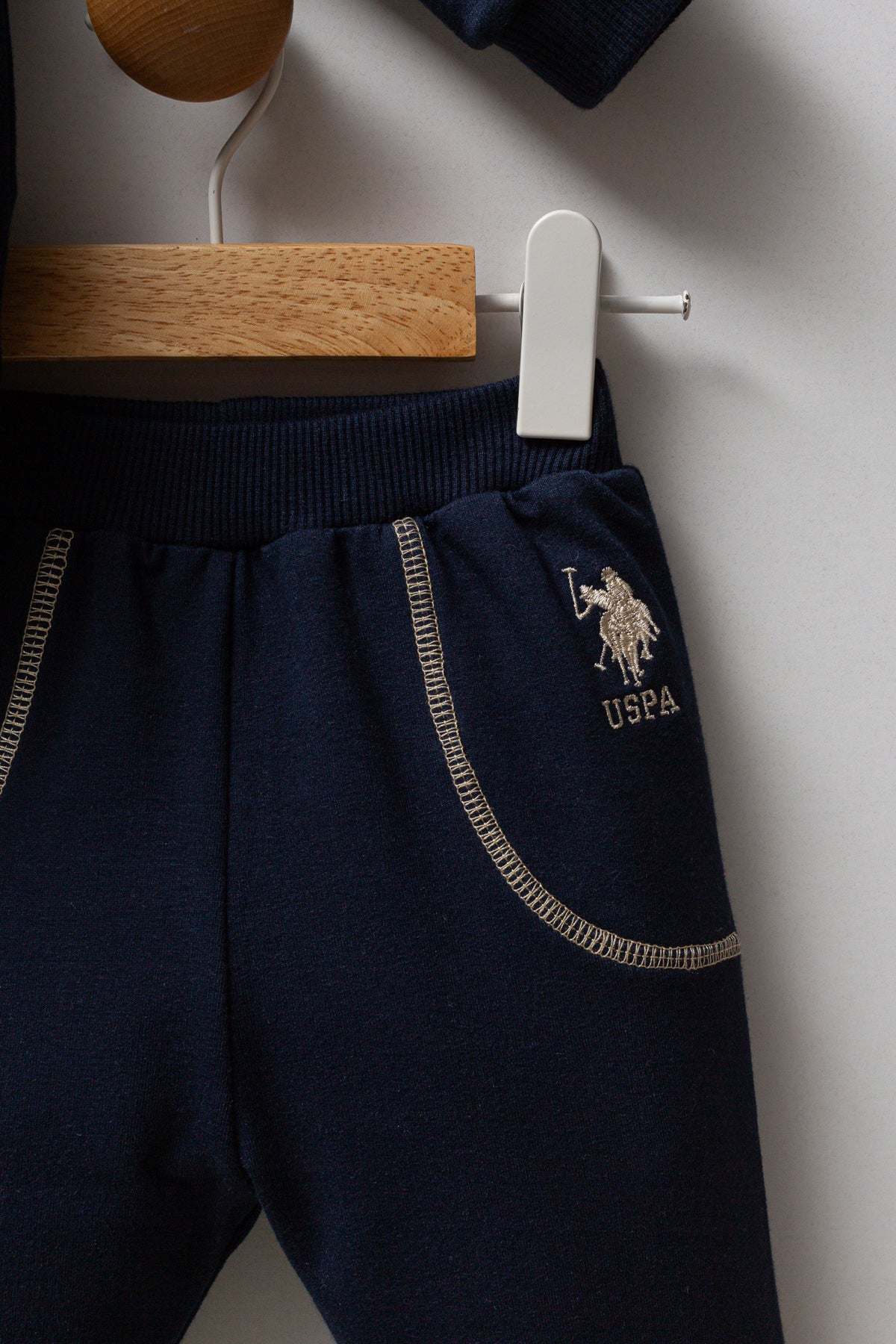 U.S. Polo Assn. Set doua piese cu logo discret, Bleumarin