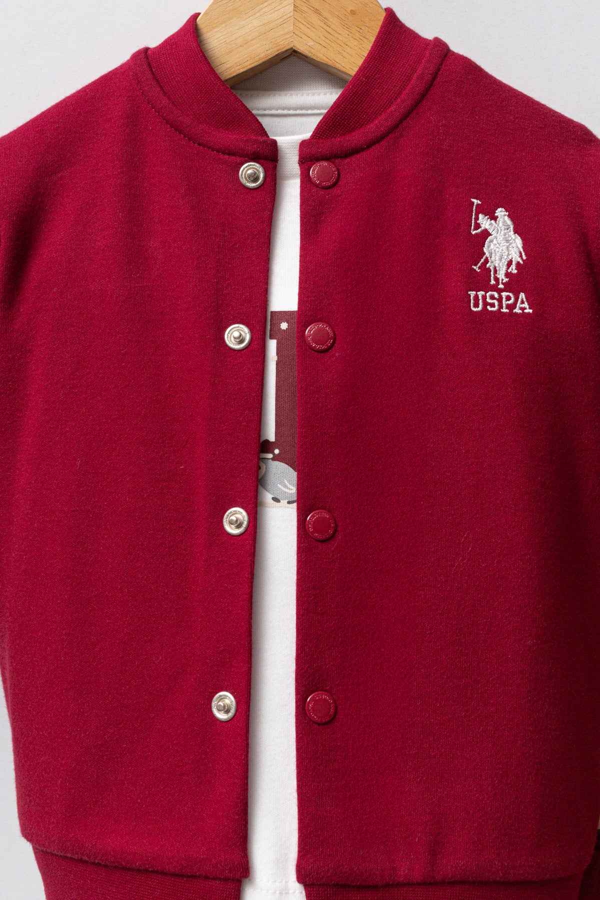 U.S. Polo Assn. Set trei piese cu bluza, pantaloni si jacheta, Rosu