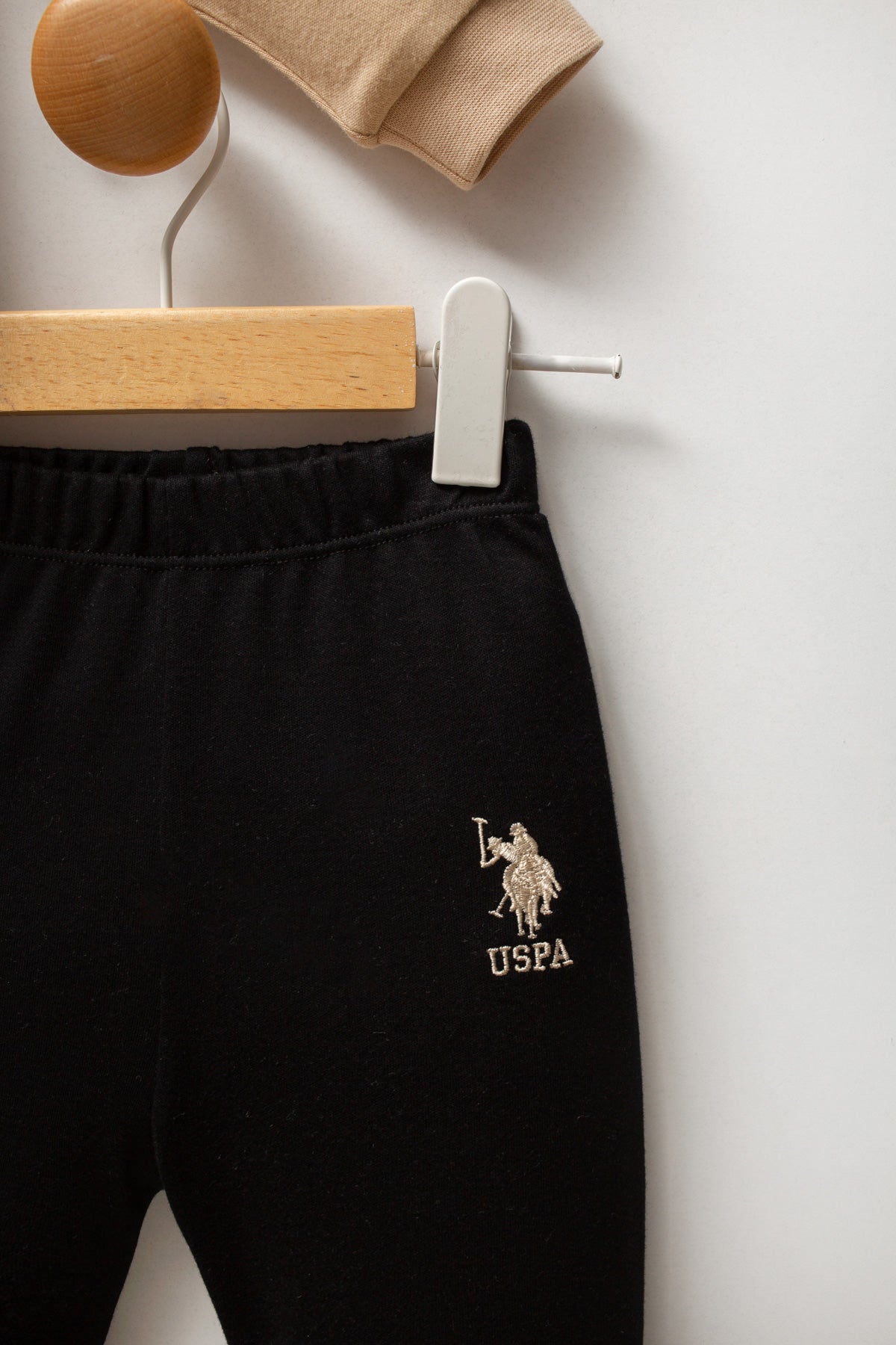 U.S. Polo Assn. Set doua piese cu logo discret, Bej