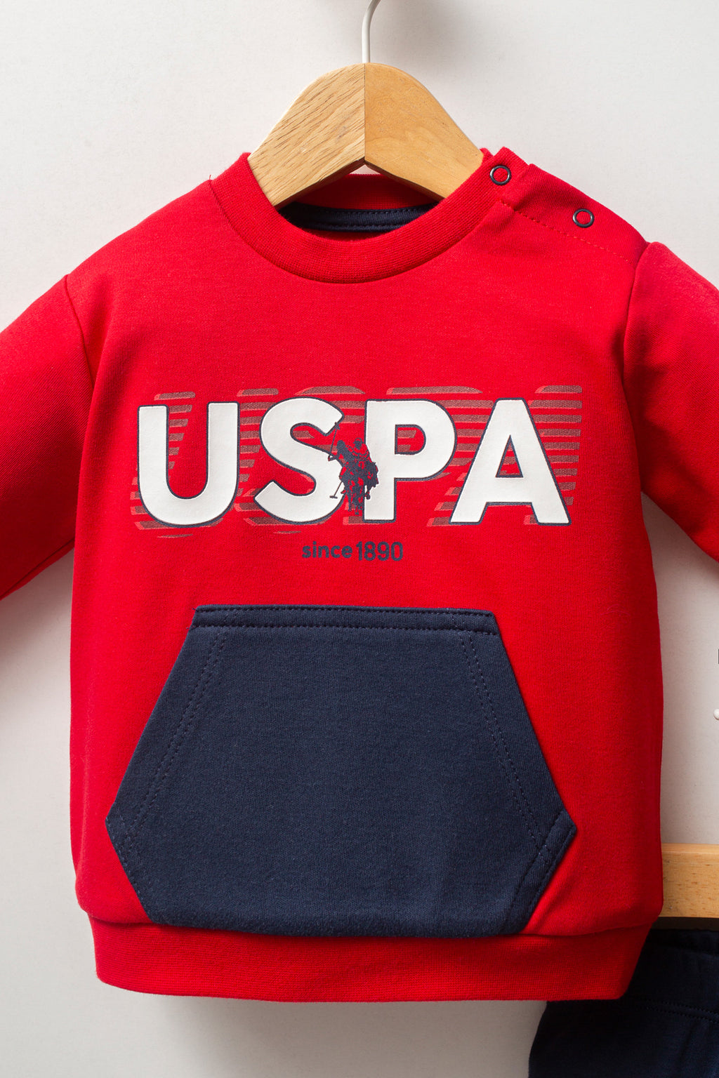 U.S. Polo Assn. Set doua piese cu logo discret, Rosu