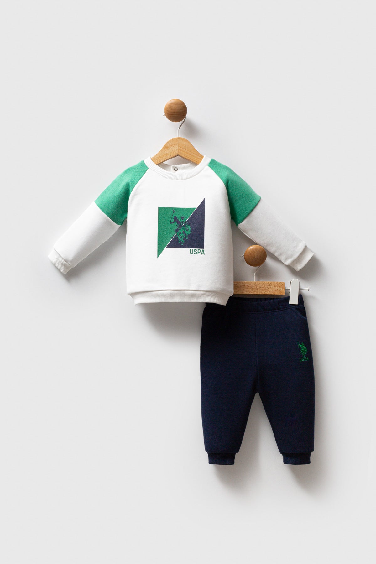 U.S. Polo Assn. Set doua piese cu logo discret, Verde