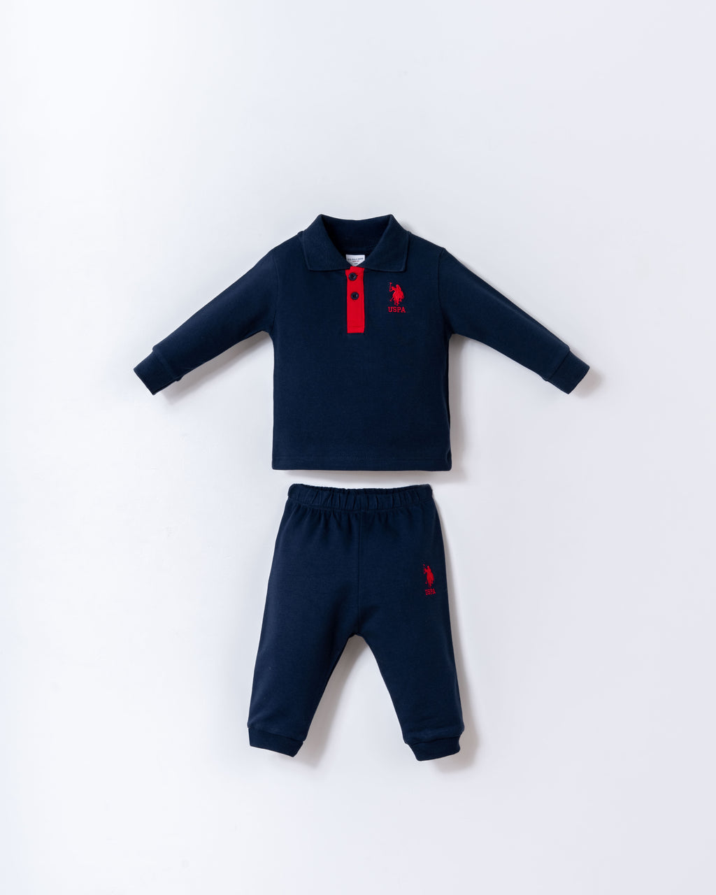 U.S. Polo Assn. Set doua piese cu logo discret, Bleumarin