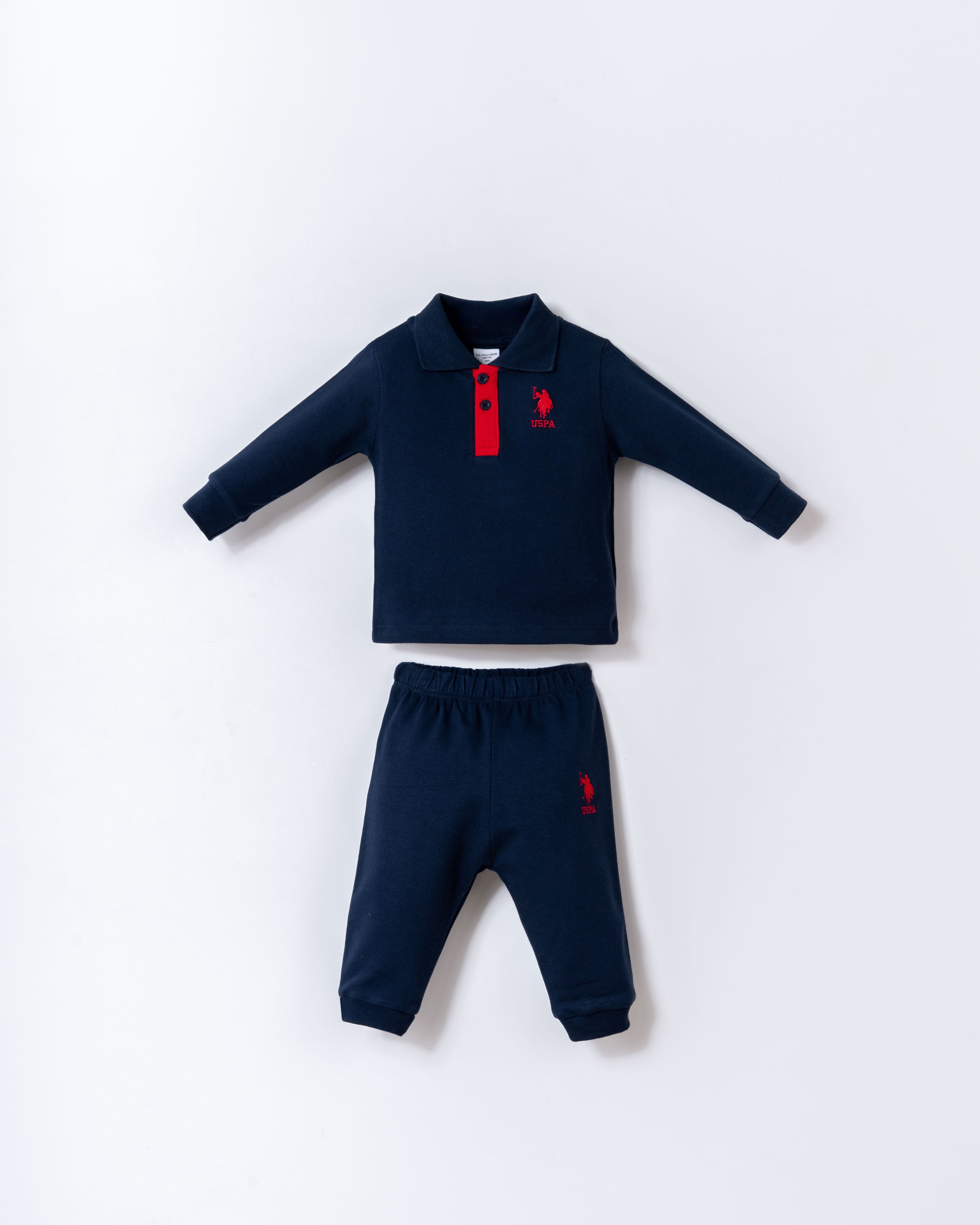 U.S. Polo Assn. Set doua piese cu logo discret, Bleumarin