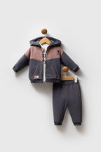 U.S. Polo Assn. Set trei piese cu bluza, hanorac si pantaloni, Gri