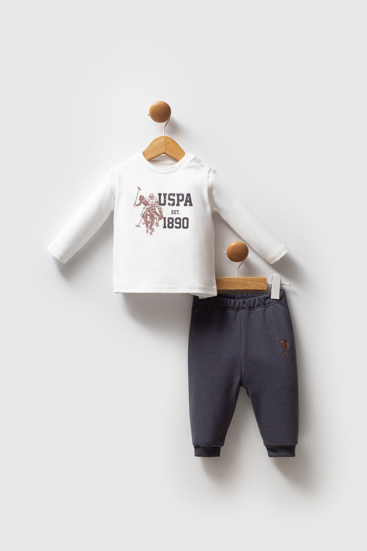 U.S. Polo Assn. Set trei piese cu bluza, hanorac si pantaloni, Gri
