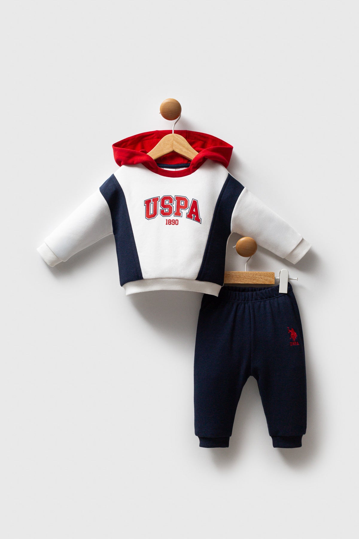 U.S. Polo Assn. Set doua piese cu logo discret, Alb