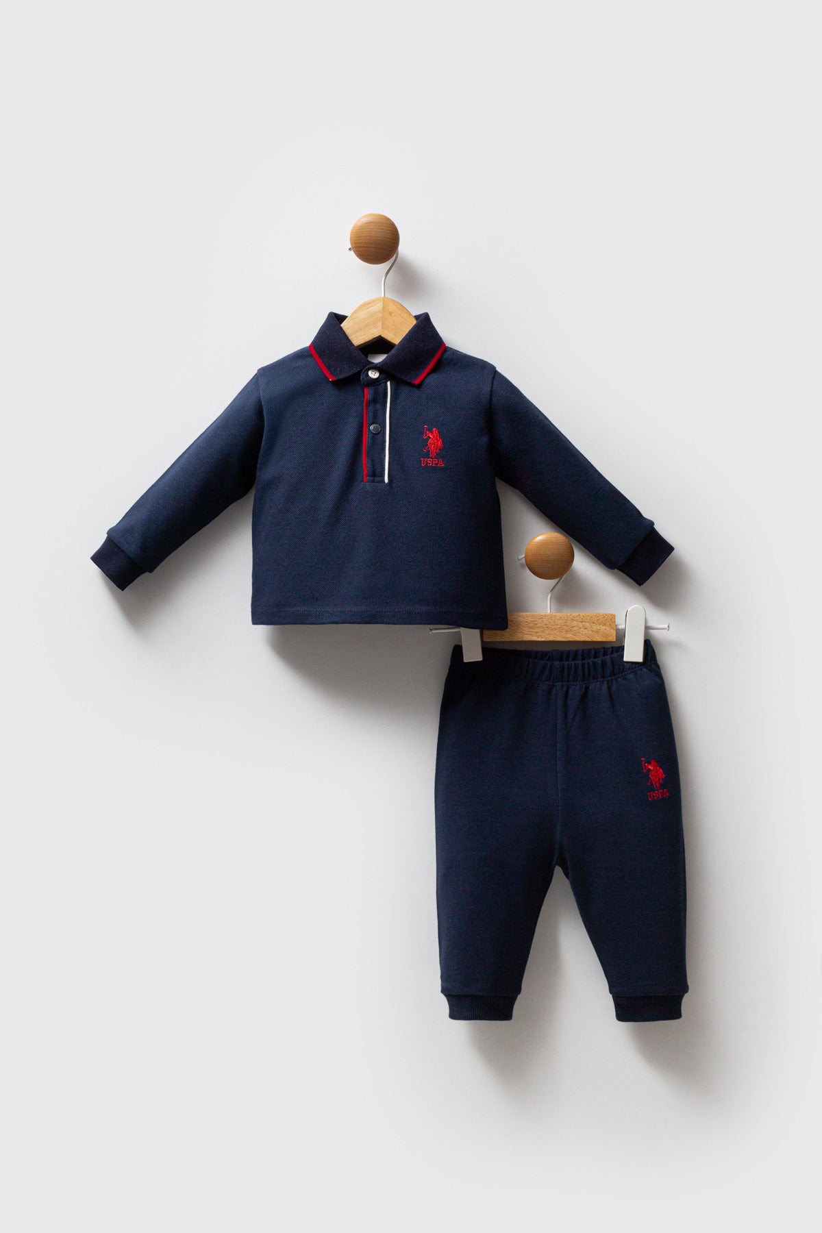 U.S. Polo Assn. Set doua piese cu logo discret, Bleumarin