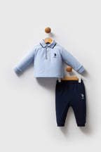 U.S. Polo Assn. Set doua piese cu logo discret, Albastru